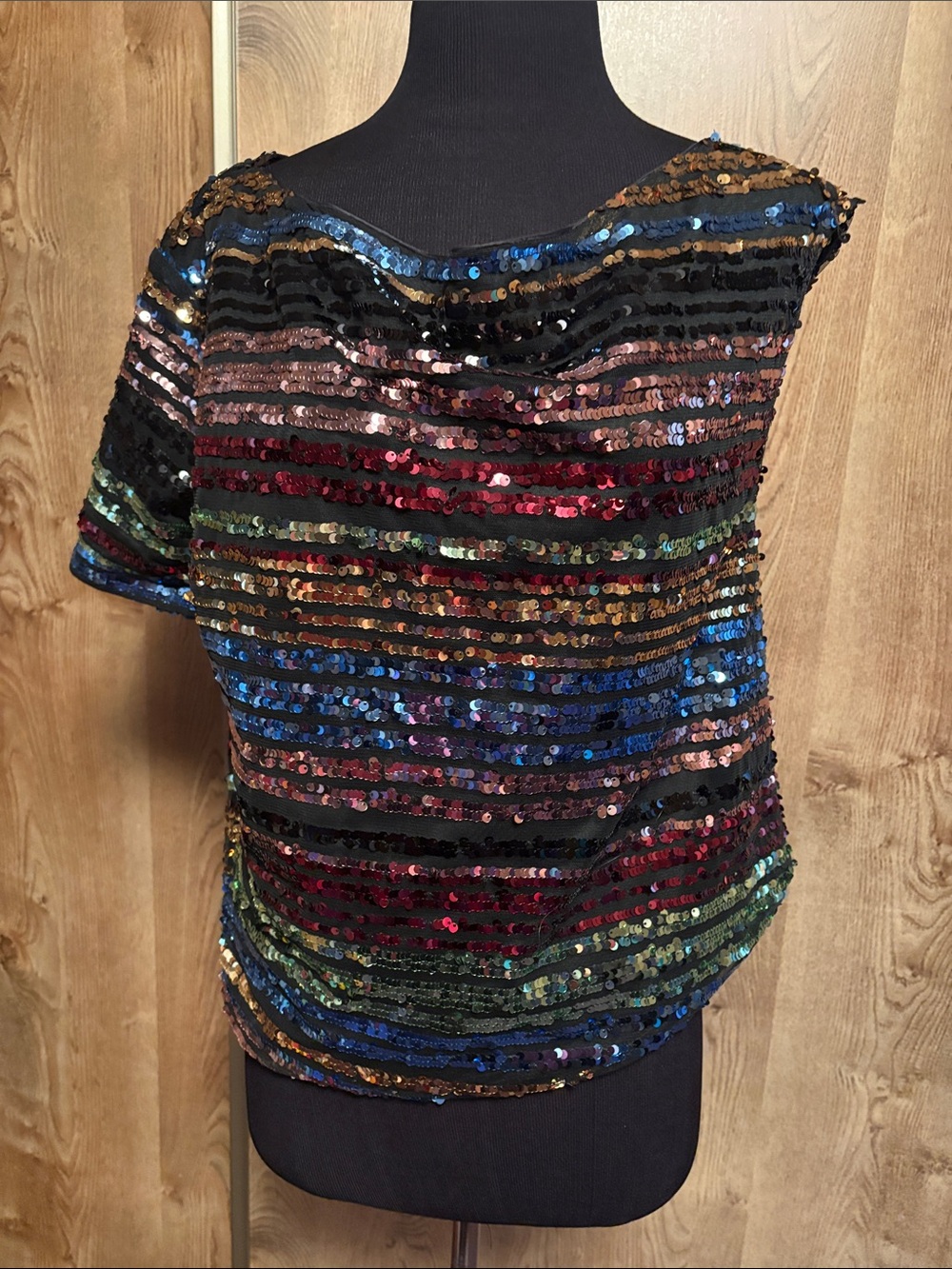 Sequin Striped Boatneck Top - Multicolor